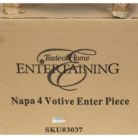 Taste of Home Napa 4 Votive Enter Plate Candle Centerpiece Rubbed Brown #3037 - Picture 7 of 9
